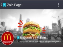 McDonald's quảng cáo trên Zalo McDonald's quảng cáo trên Zalo