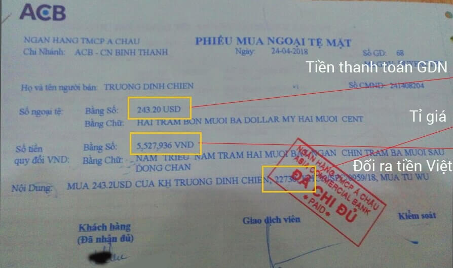 Nhận tiền thanh toán GDN thông qua Paypal tại ngân hàng