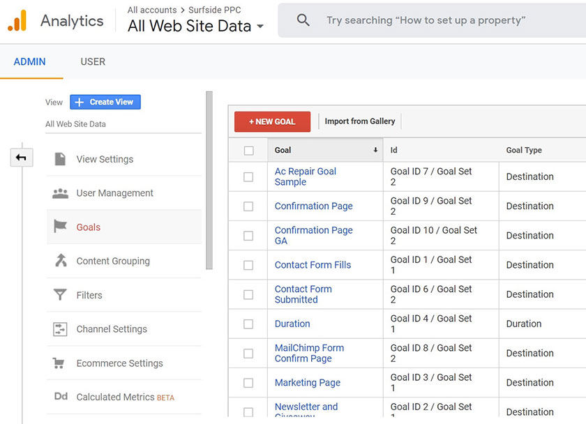 Tạo Mục tiêu trong Google Analytics