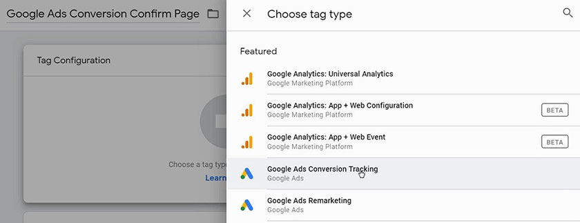 Tạo thẻ theo dõi Google Ads