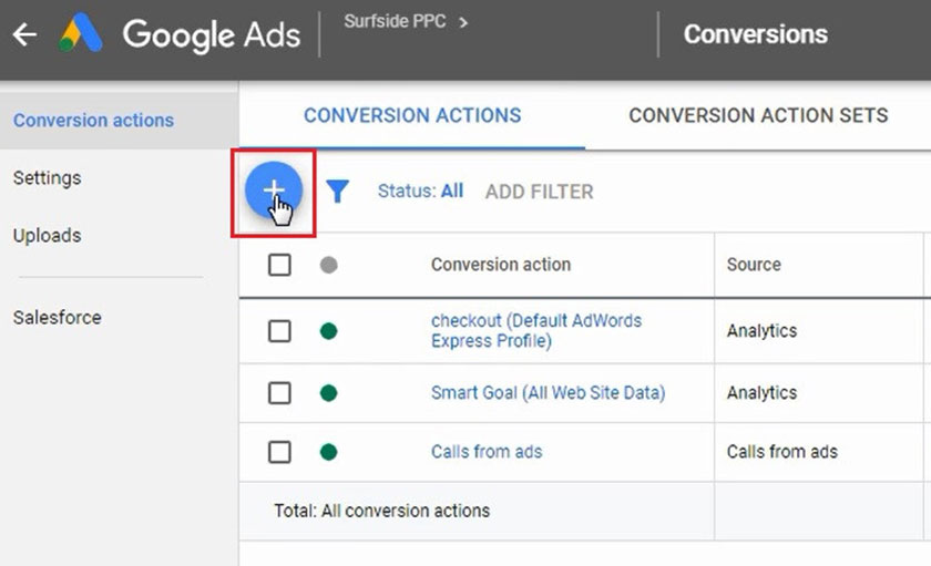 Thêm chuyển đổi mới trong Google Ads