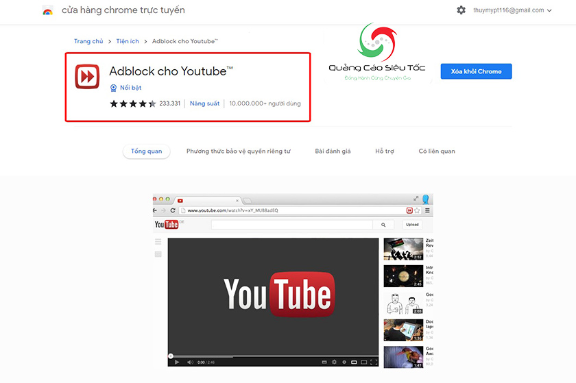 Chặn quảng cáo YouTube Adblock