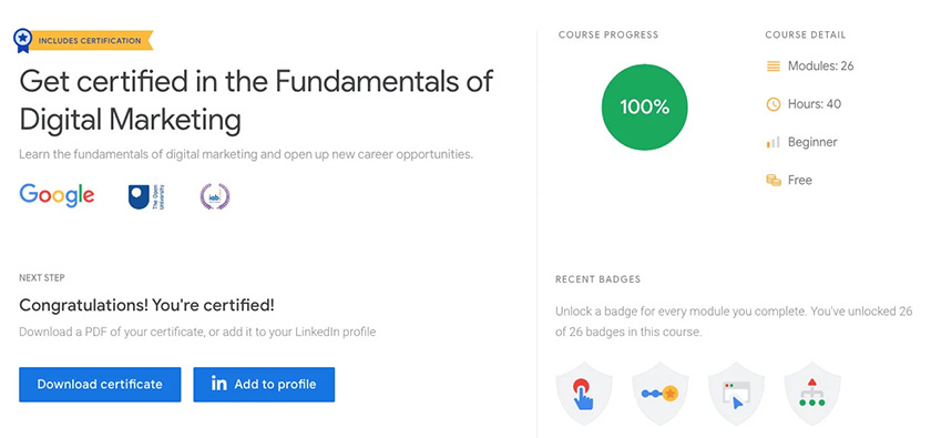 Chứng chỉ Google Digital Garage