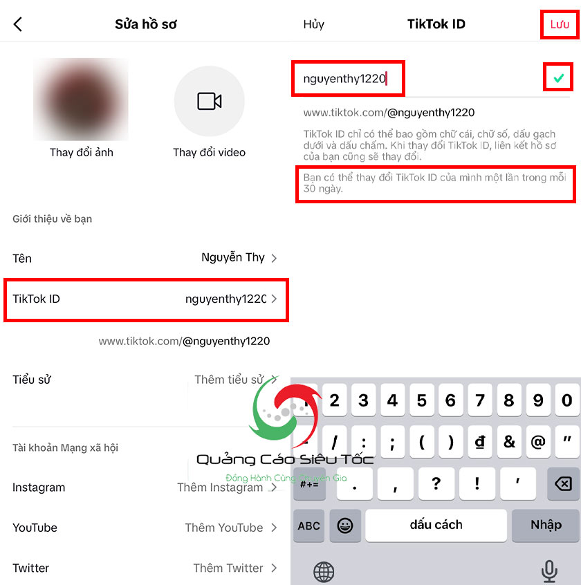 Cách đặt TikTok ID hay