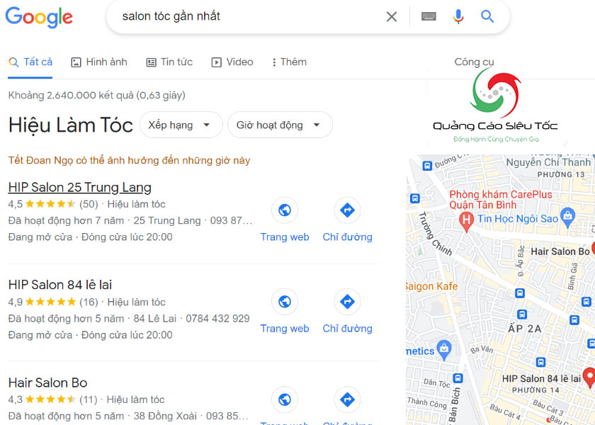 Hiển thị Salon trên Google Hiển thị Salon trên Google