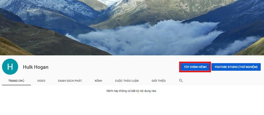 Truy cập kênh Youtube và nhấp vào nút Tùy Chỉnh để viết mô tả kênh Youtube 