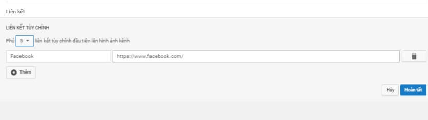 Thêm URL cho các kênh marketing vào mục Liên Kết