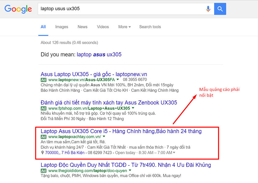Tối ưu google ads bằng mẫu quảng cáo