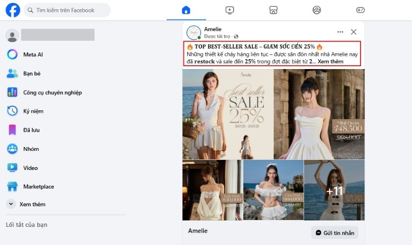 Quảng cáo Facebook chương trình khuyến mãi