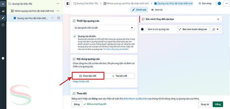 Thiết lập chiến dịch quảng cáo