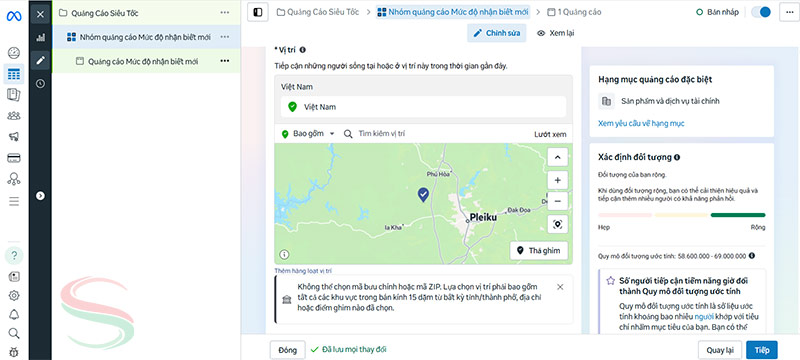 Tùy chọn khu vực và vị trí