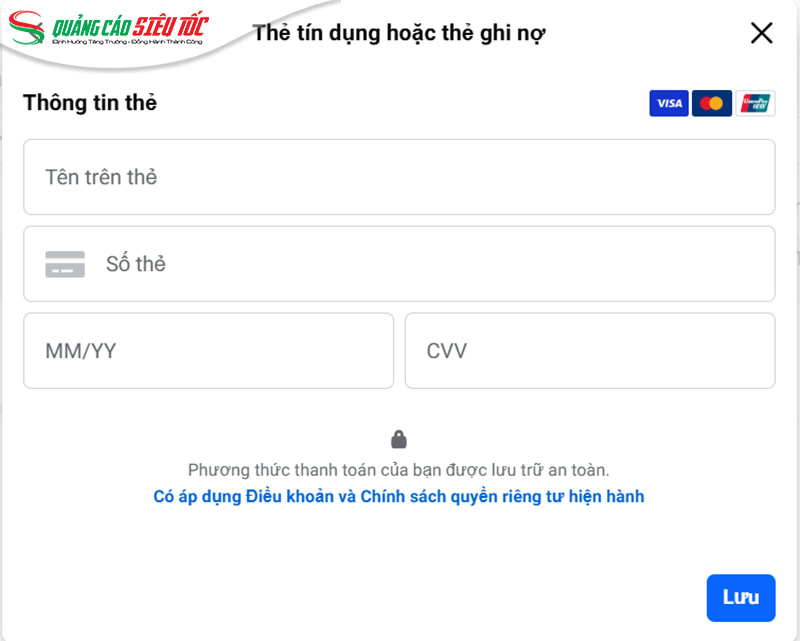 Nhập thông tin thẻ thanh toán