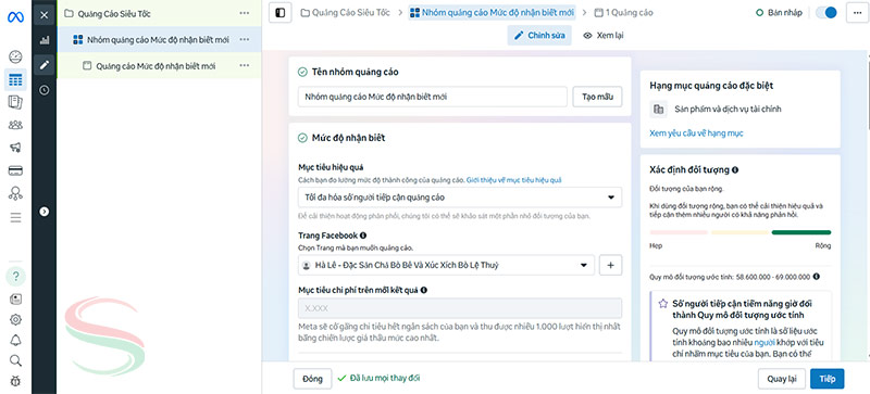 Thực hiện tạo nhóm quảng cáo