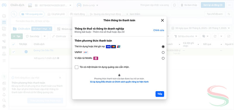 Chọn phương thức thanh toán
