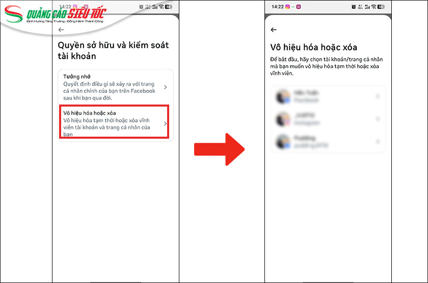 Chọn tài khoản cần khoá Chọn tài khoản cần khoá