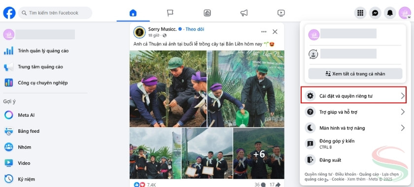 Đến phần cài đặt quyền riêng tư của Trang