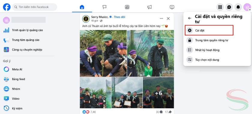 Thực hiện xóa tài khoản Facebook