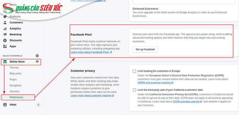 Tích hợp Pixel lên Shopify
