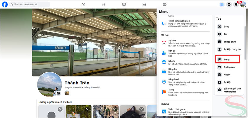 Chọn tạo trang fanpage Chọn tạo trang fanpage