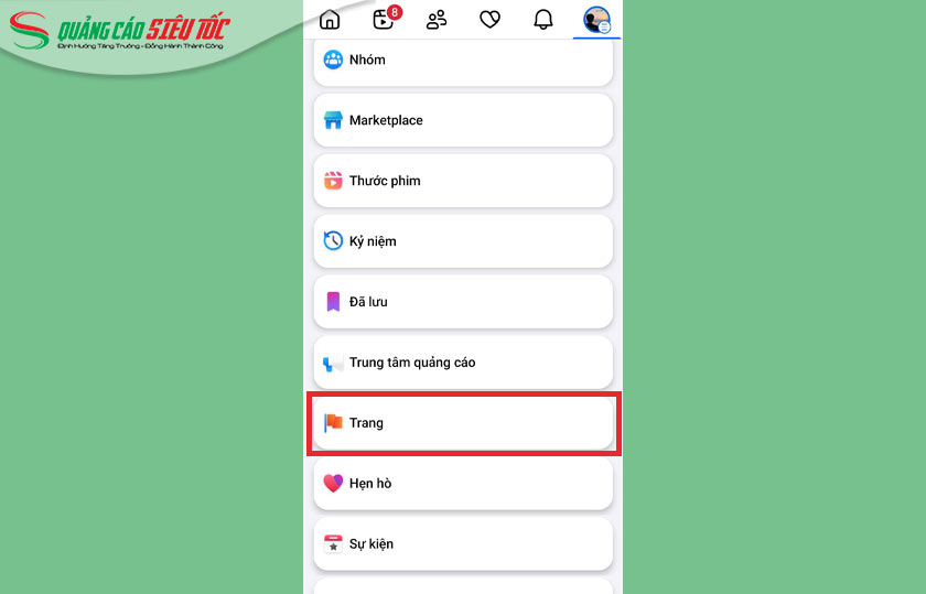 Ấn tạo trang trong ứng dụng Facebook Ấn tạo trang trong ứng dụng Facebook