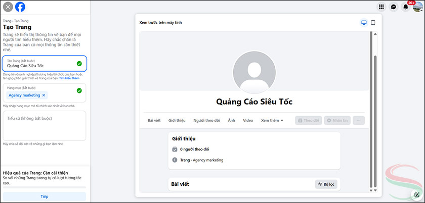 Tạo trang fanpage Tạo trang fanpage