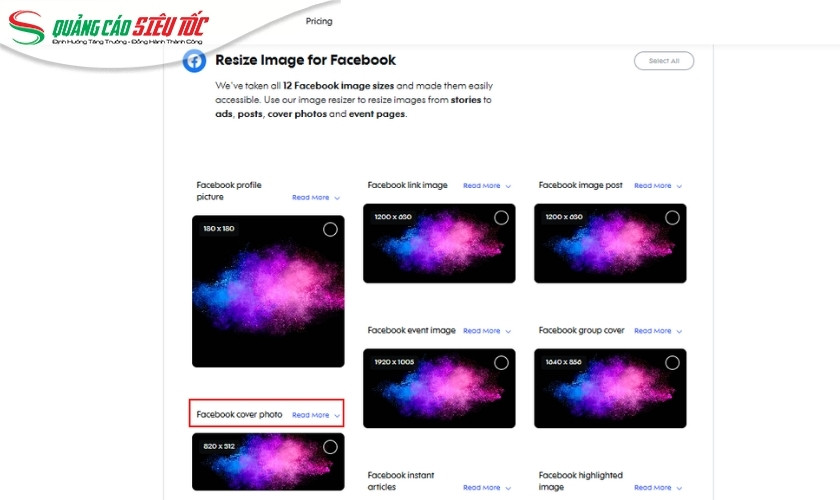 Công cụ resize ảnh bìa Facebook