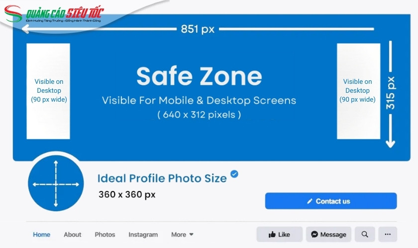 Kích thước ảnh bìa Facebook Profile trên máy tính/điện thoại
