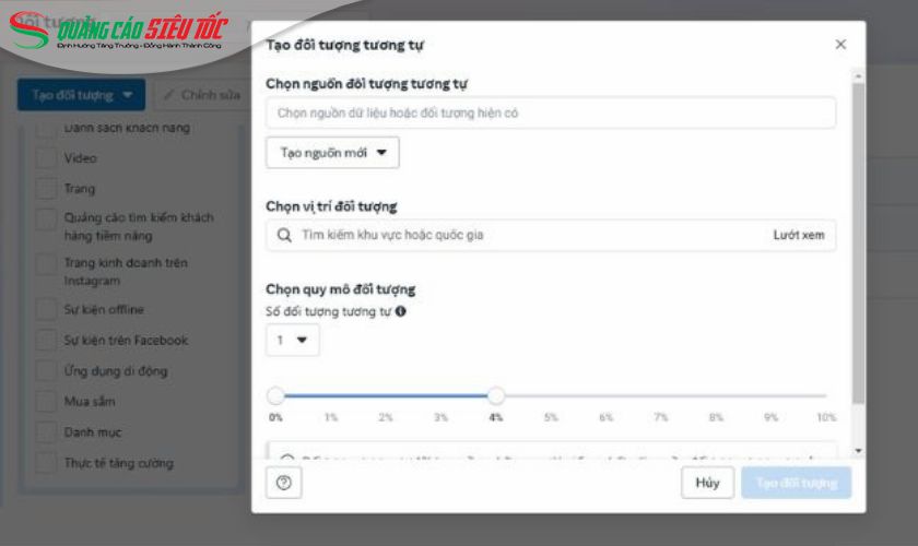 Tạo đối tượng tương tự trên Facebook khi chạy quảng cáo