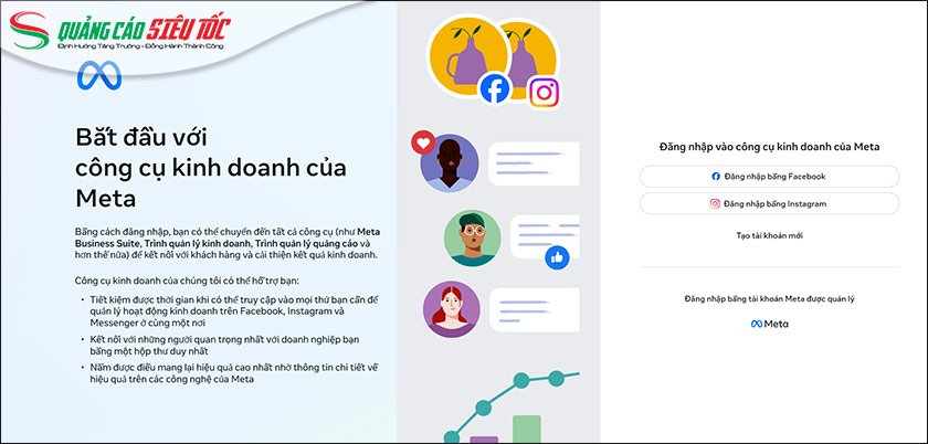 Truy cập Meta Business Suite trên máy tính