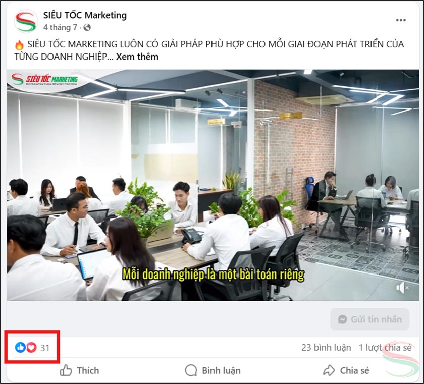 Like nội dung trên Facebook