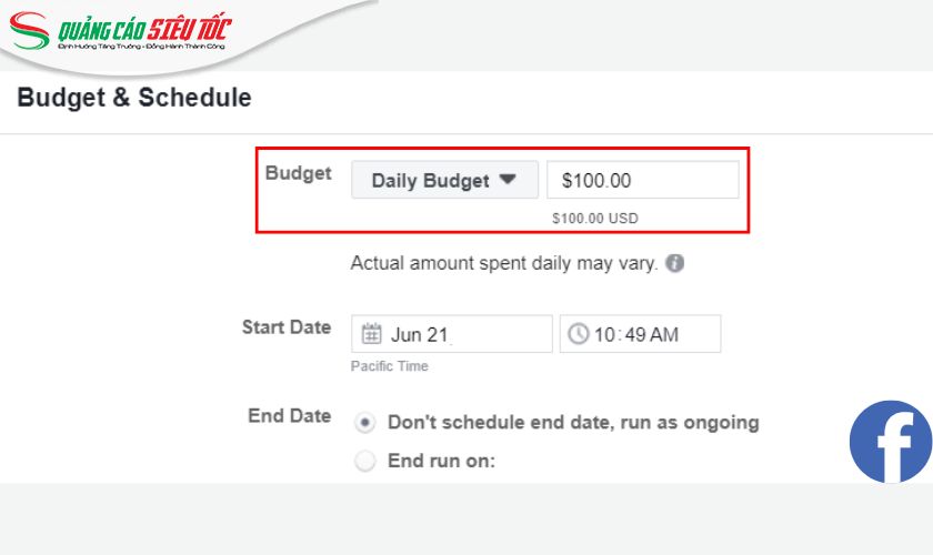 Ngân sách quảng cáo Facebook hàng ngày (Daily Budget)