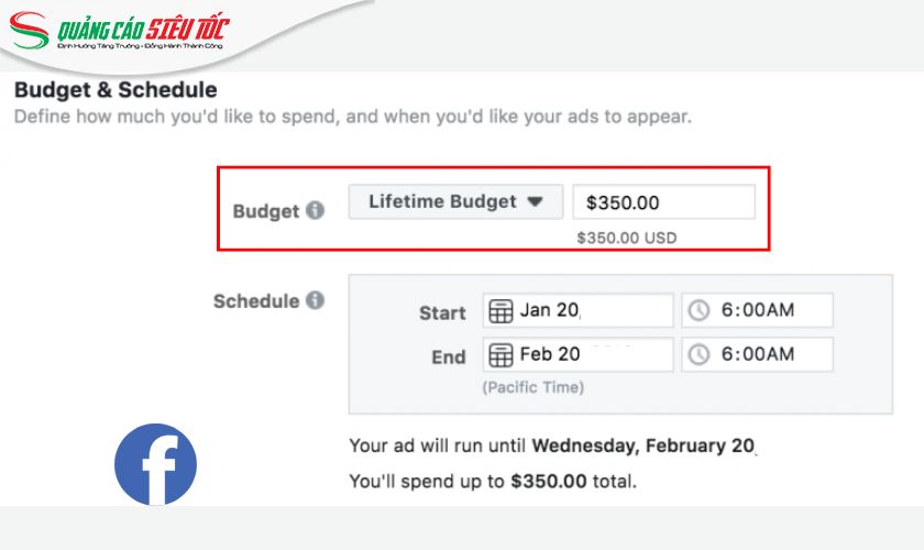 Ngân sách quảng cáo Facebook trọn đời (Lifetime Budget)