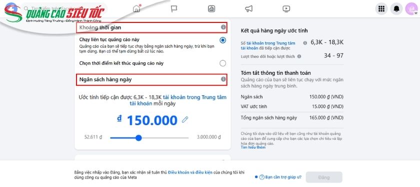 Xác định thời gian và ngân sách chạy quảng cáo trên Facebook