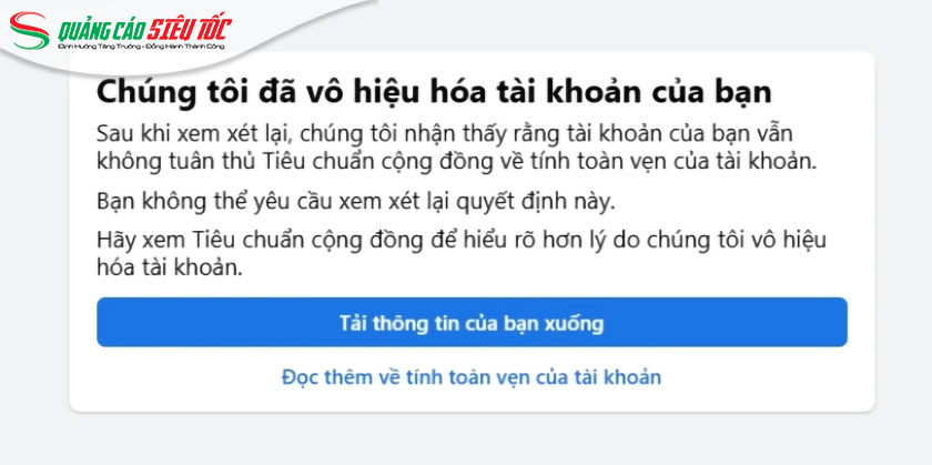 Tài khoản Facebook bị khoá vĩnh viễn Tài khoản Facebook bị khoá vĩnh viễn