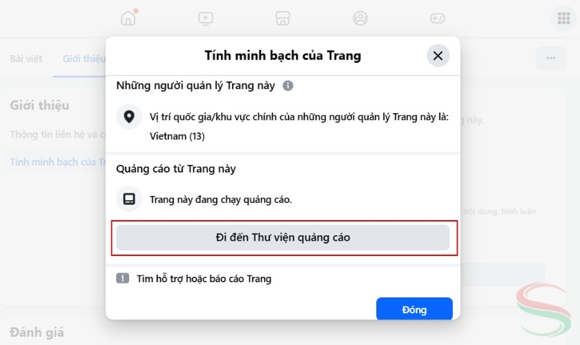Đến thư viện quảng cáo Facebook