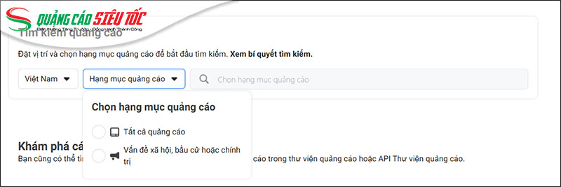 Lựa chọn quốc gia và loại quảng cáo Lựa chọn quốc gia và loại quảng cáo