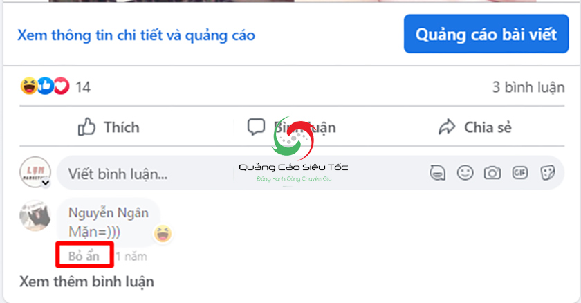 Cách bỏ ẩn bình luận 