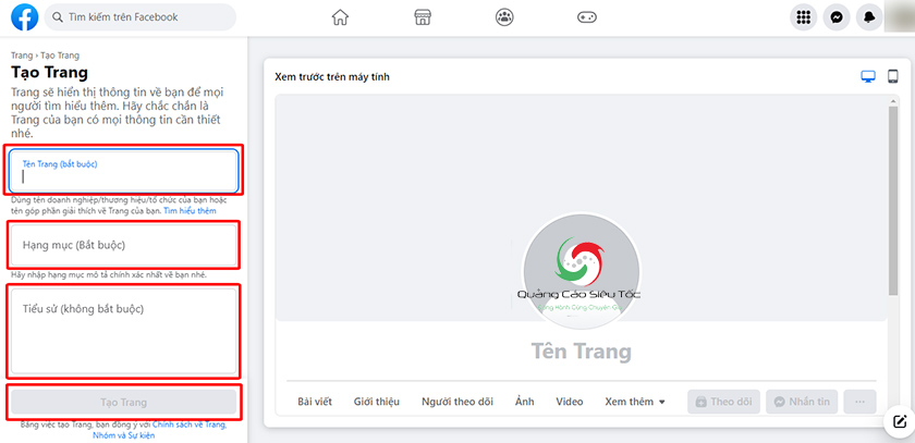 Cách tạo fanpage trên Facebook bằng máy tính