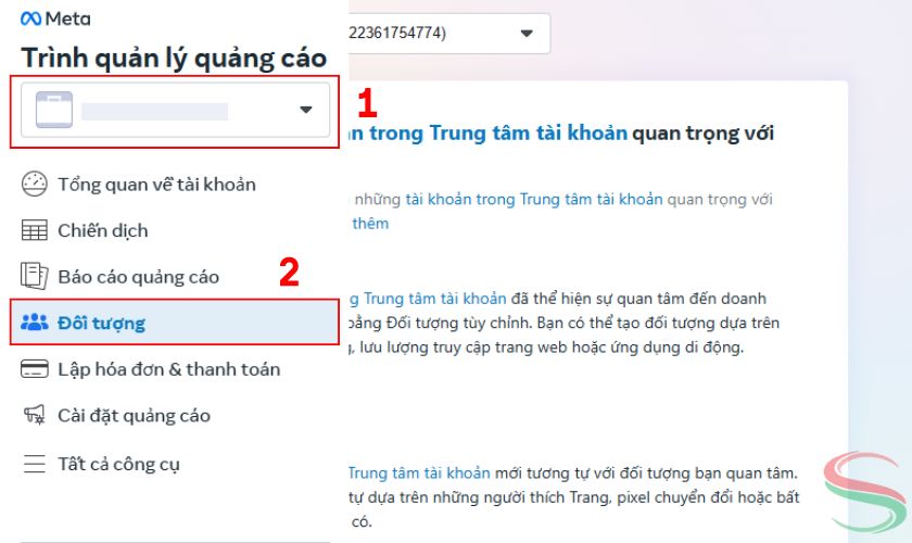 Chọn mục Đối tượng trong trình quản lý