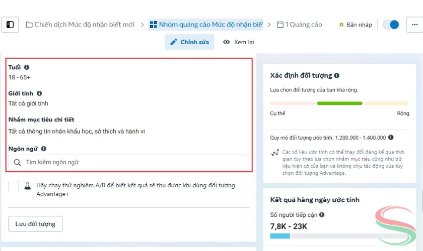 Target đối tượng Facebook theo thông tin cơ bản