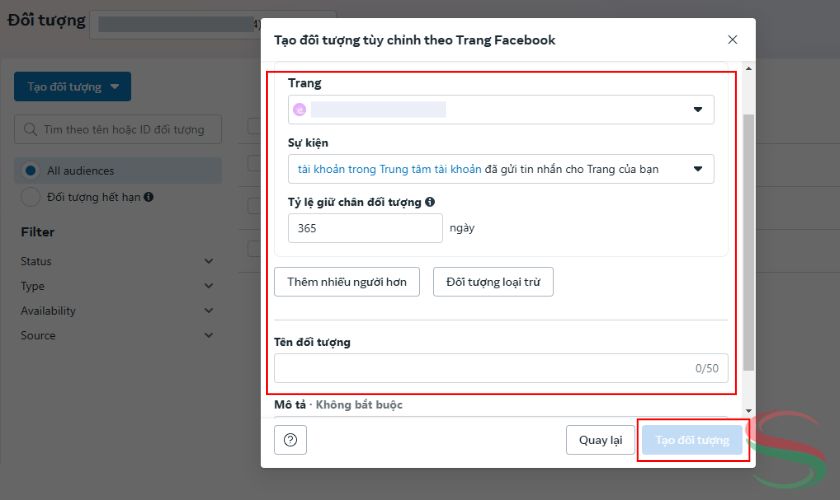 Thiết lập thông tin đối tượng tùy chỉnh