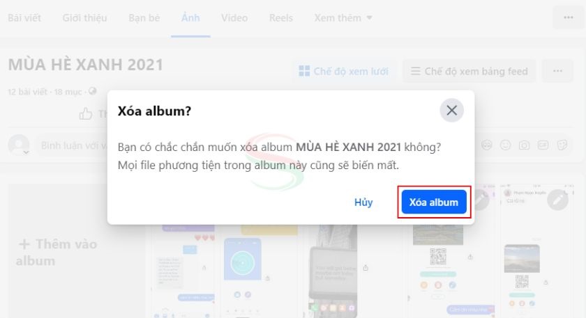 Xóa album ảnh Facebook cá nhân