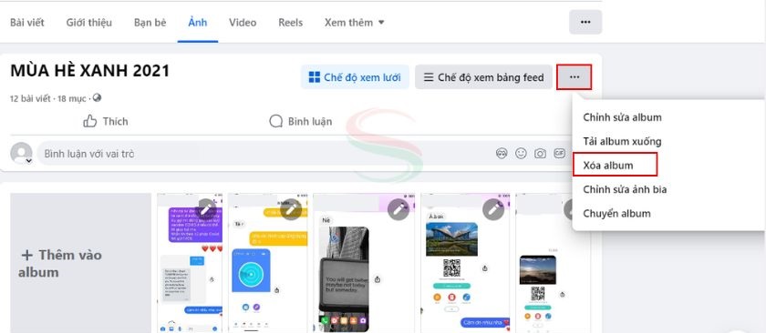 Xóa album ảnh trên Facebook