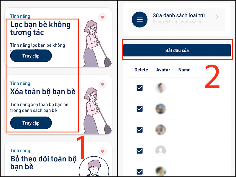 Cách xóa hết bạn be trên Facebook trên iPhone