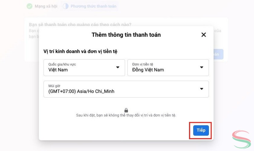 Cài đặt thông tin thanh toán cho tài khoản Facebook Ads