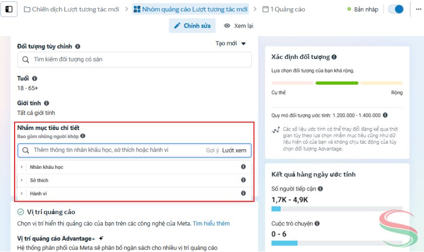 Nhắm mục tiêu chi tiết theo nhân khẩu học sở thích hành vi