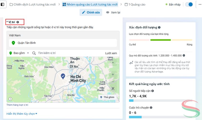 Setup vị trí hiển thị quảng cáo
