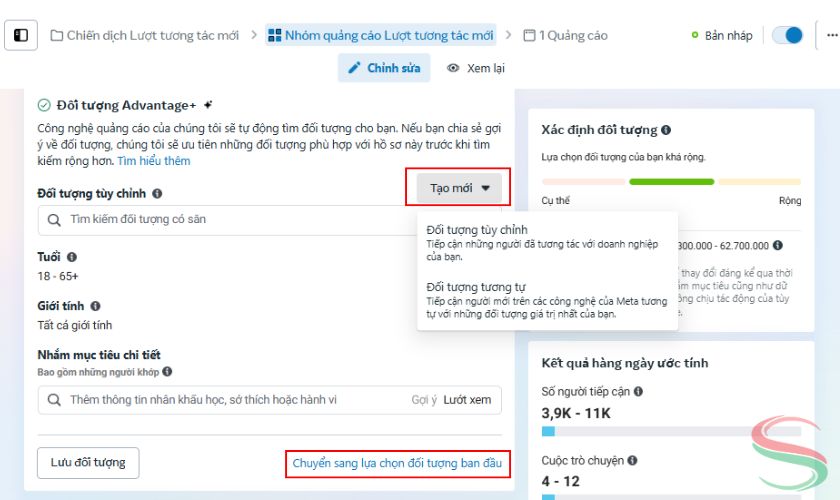Thiết lập đối tượng quảng cáo