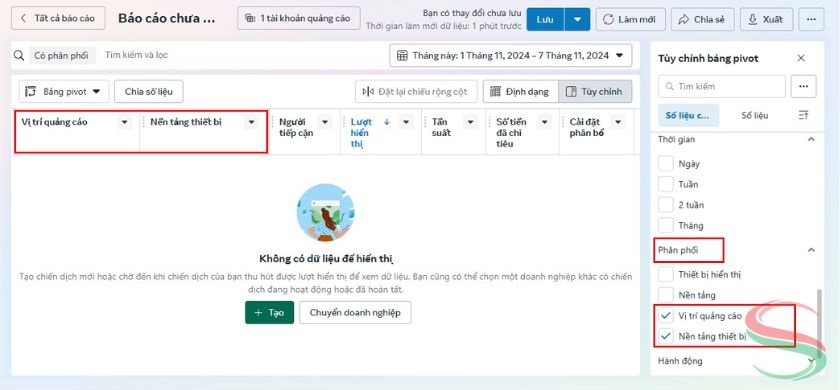 Báo cáo vị trí quảng cáo và thiết bị truy cập