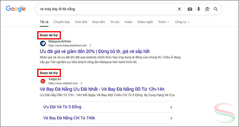 Quảng cáo trên trang tìm kiếm Google Quảng cáo trên trang tìm kiếm Google
